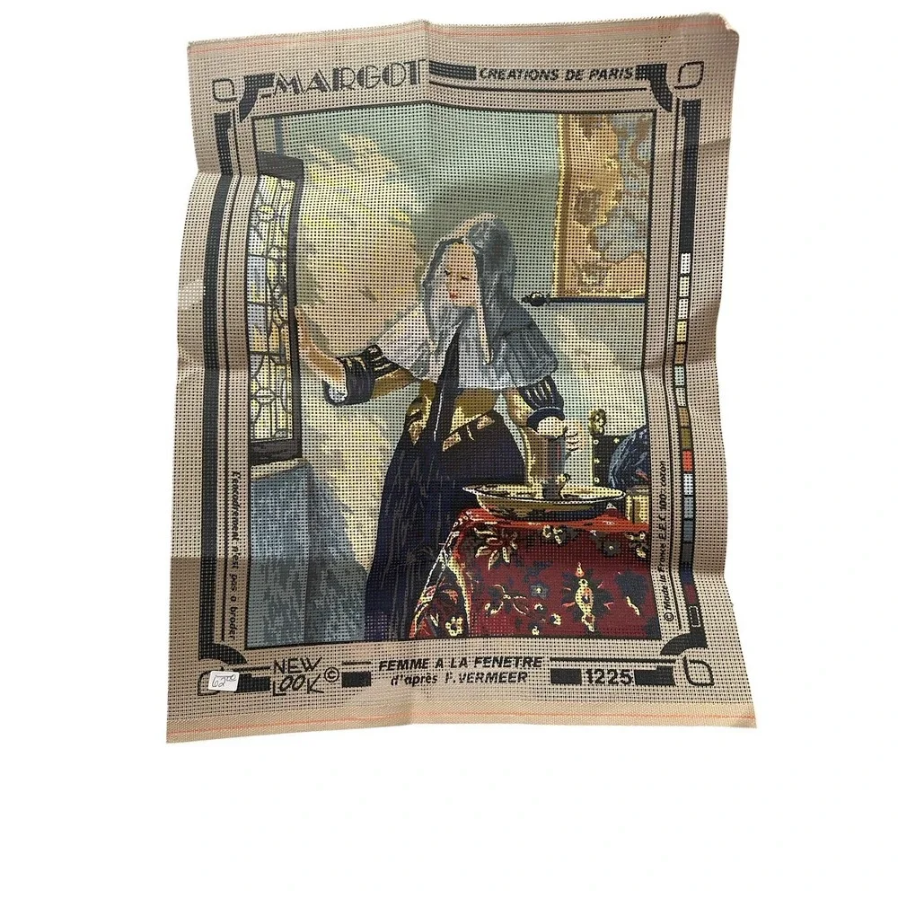 Seg De Paris Margot Vermeer Needlepoint Canvas France Hand Painted Vintage